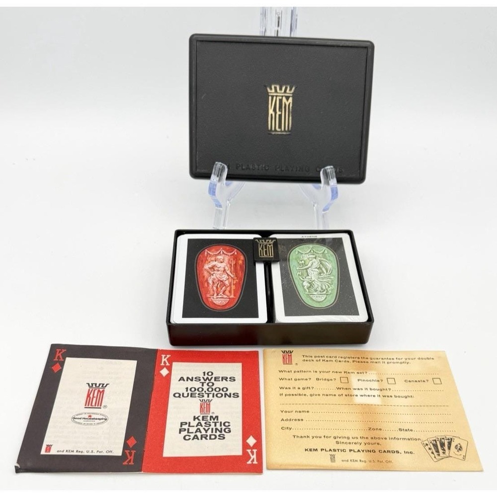 KEM ATHENS Playing Cards Deck Original Plastic Case & Instructions One Sealed Pk